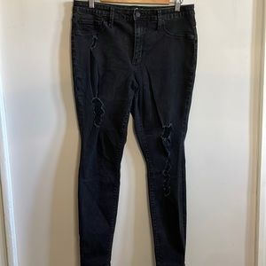 Black Distressed Skinny Jeans Size 14